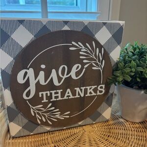 Plaid 'Give Thanks' Decorative Sign